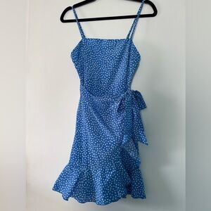 Hello Molly Blue Spotted Tie-Side Mini Dress